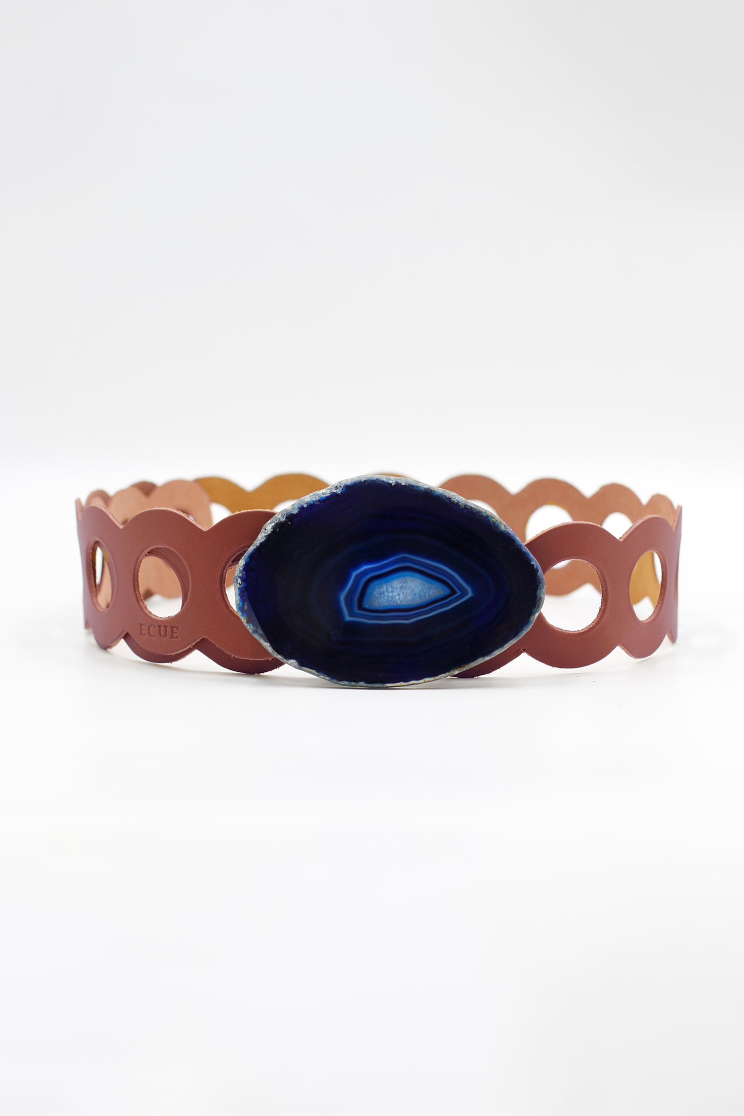 Camel Circles Belt with Blue Agate