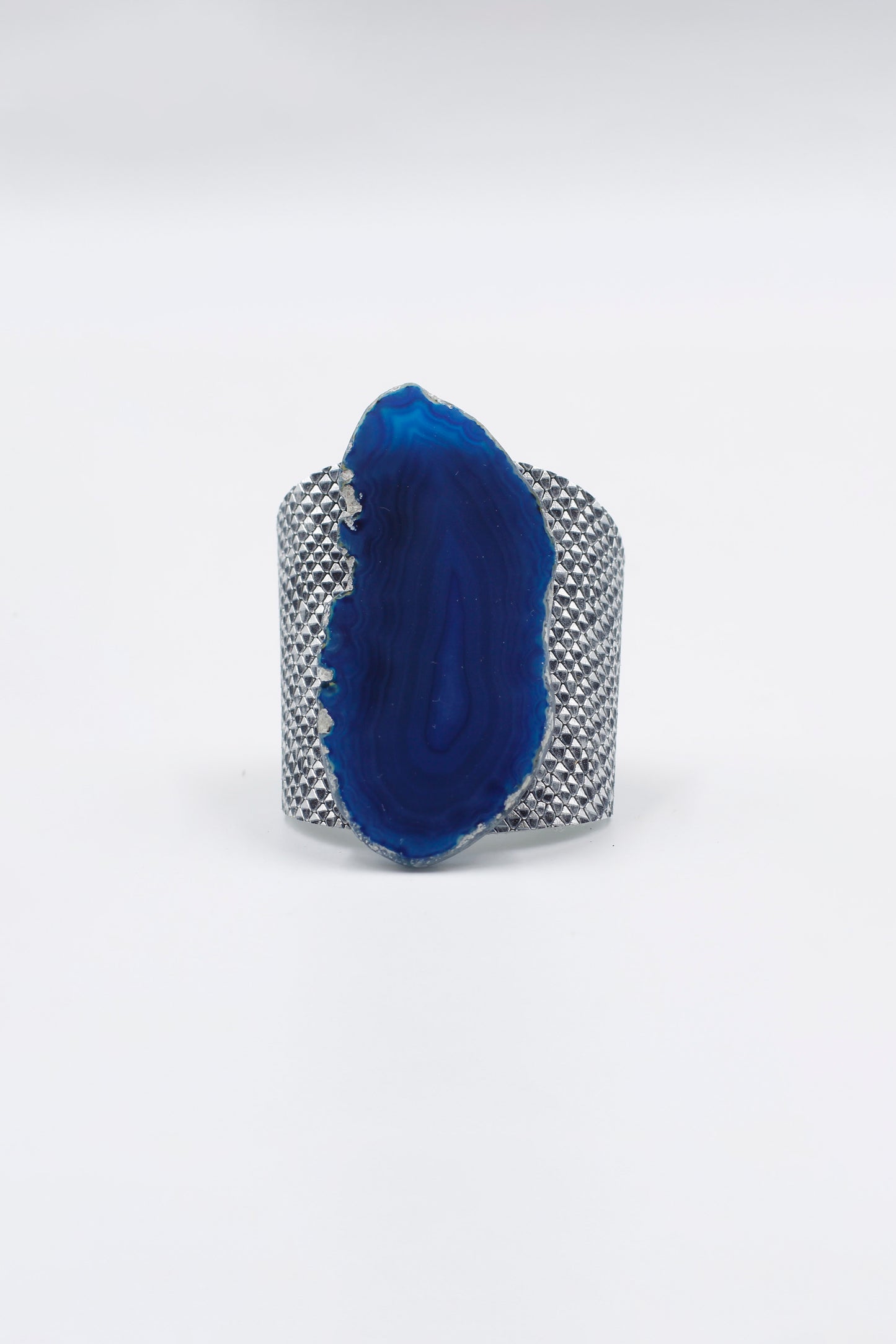 Silver Scale Bracelet with Blue Agate