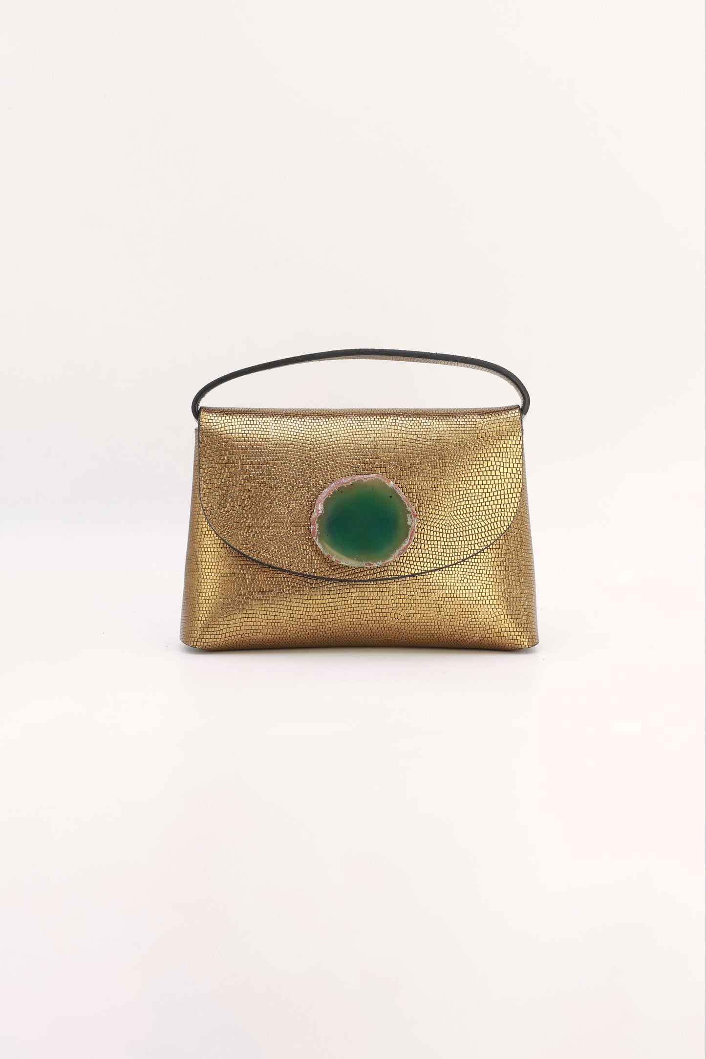 Bolso Ori Grabado Dorado Ágata Verde