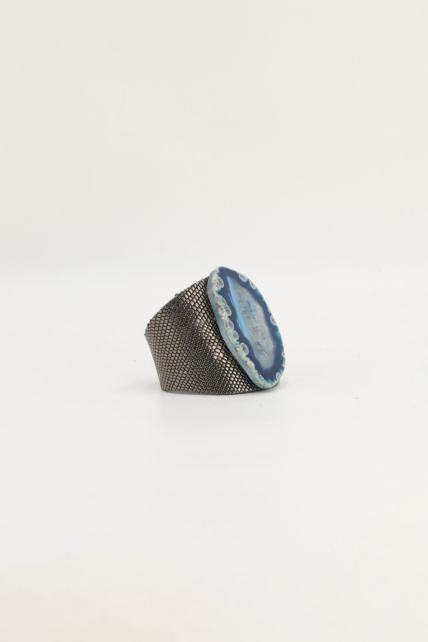 Brazalecue Grabado Grabado Plomo Ágata Azul
