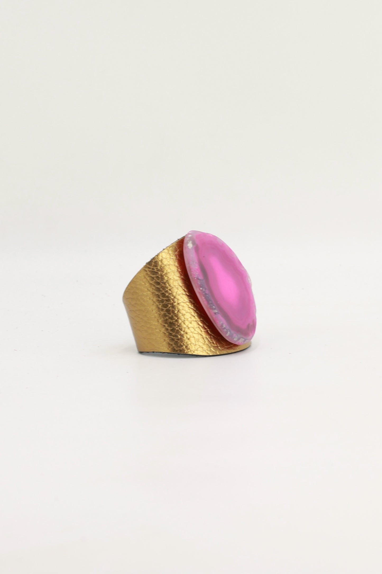 Brazalecue Dorado Ágata Rosa