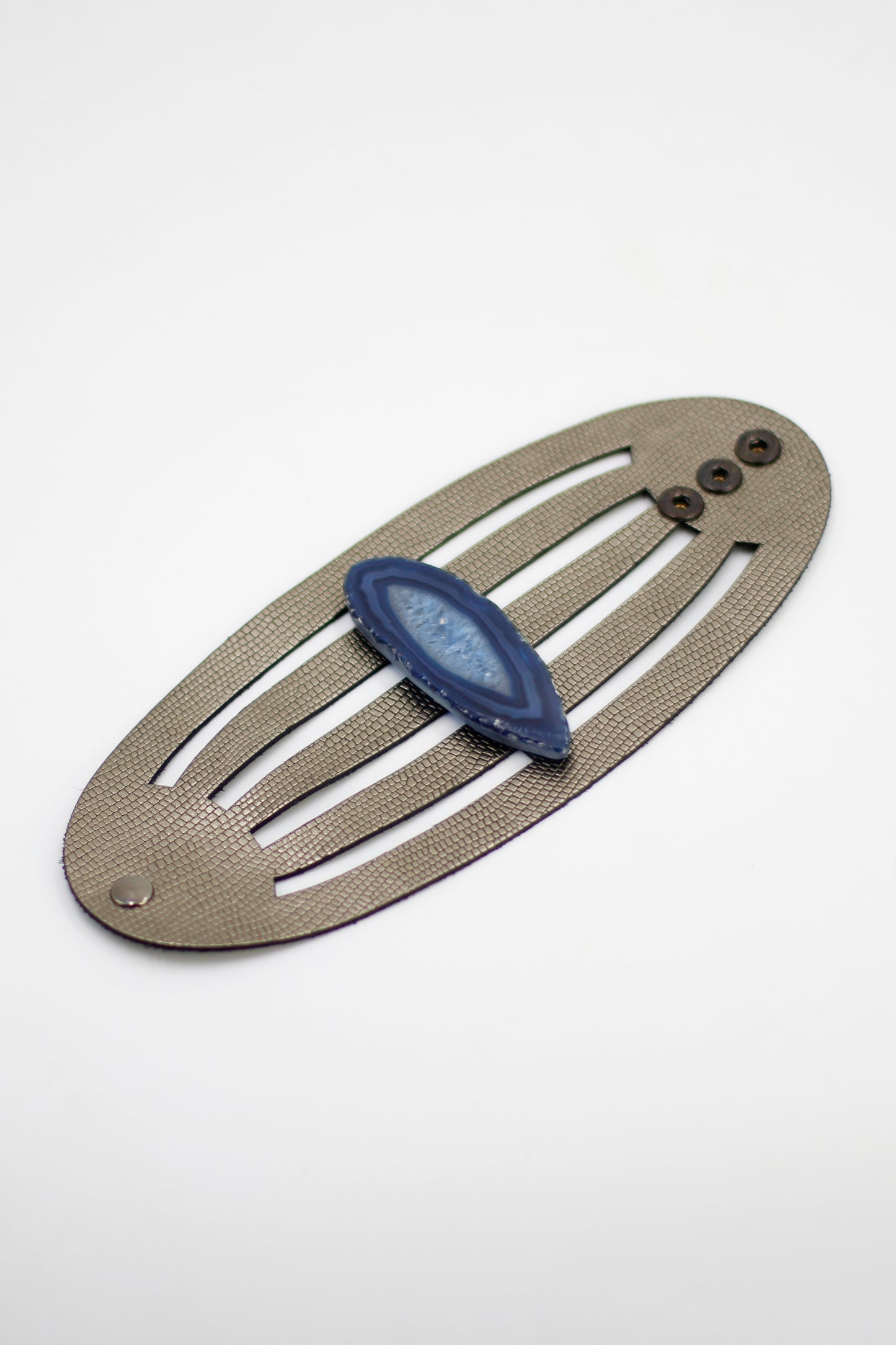 Brazalete Sol Grabado Plomo - Ágata Azul