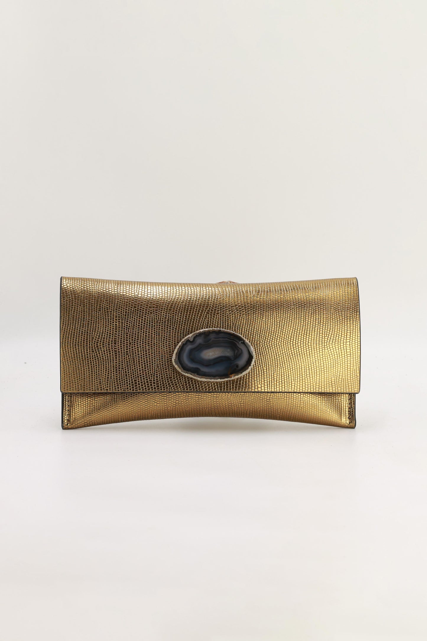 Cartera Mini Premium Grabado Dorado Ágata Natural