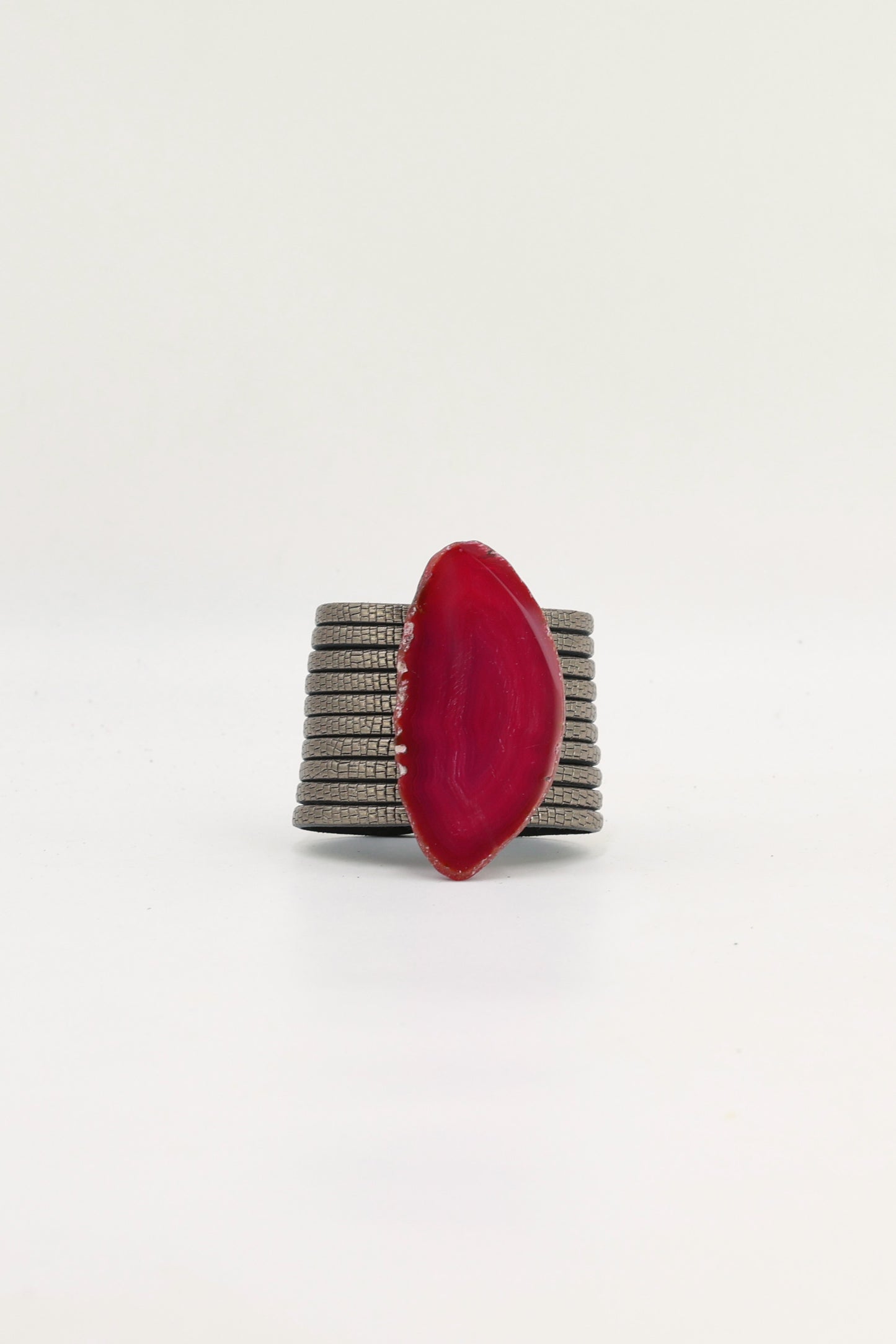 Pulsera Nía Grabado Plomo Ágata Rosa