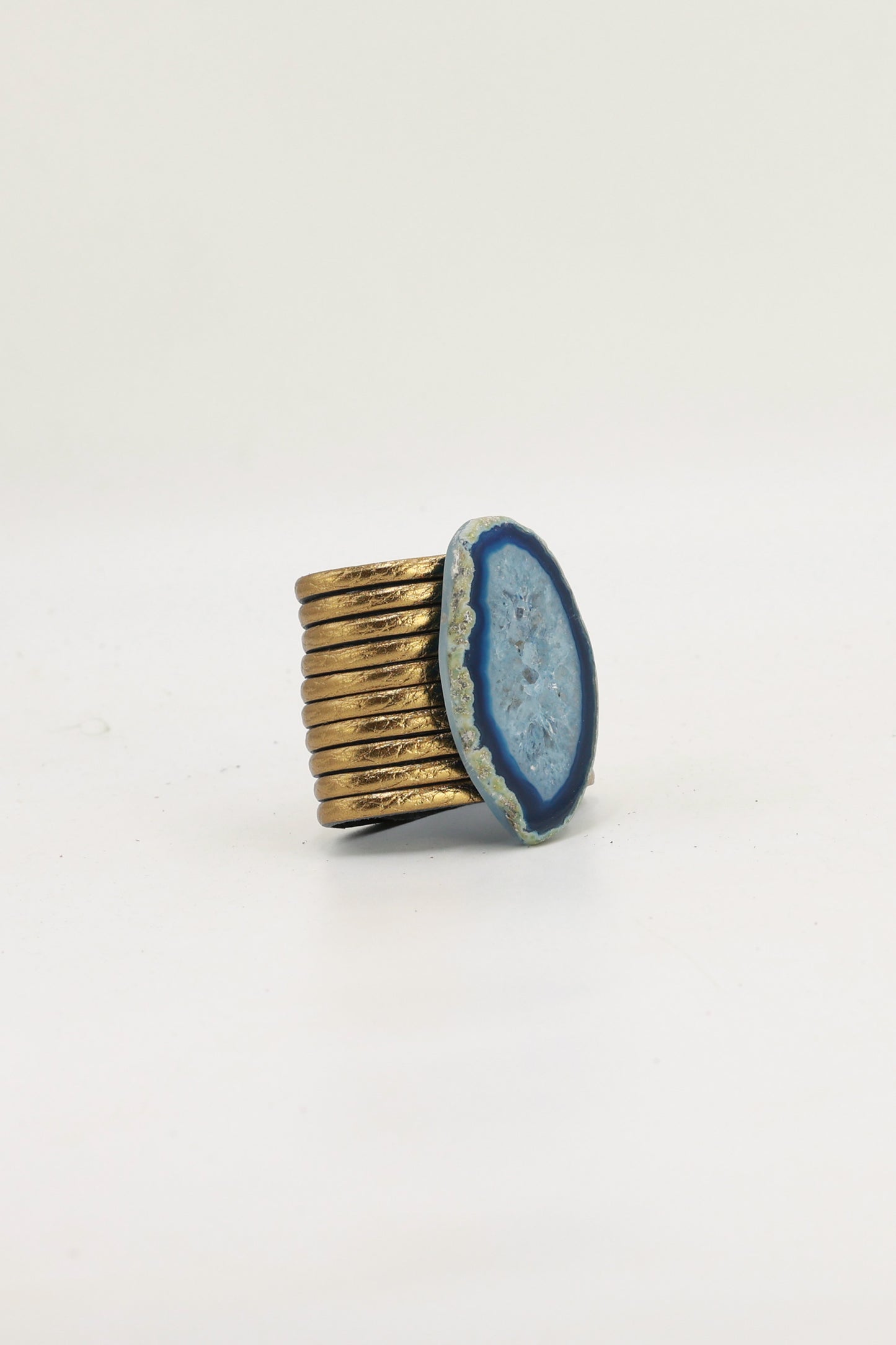 Pulsera Nía Dorada Ágata Azul