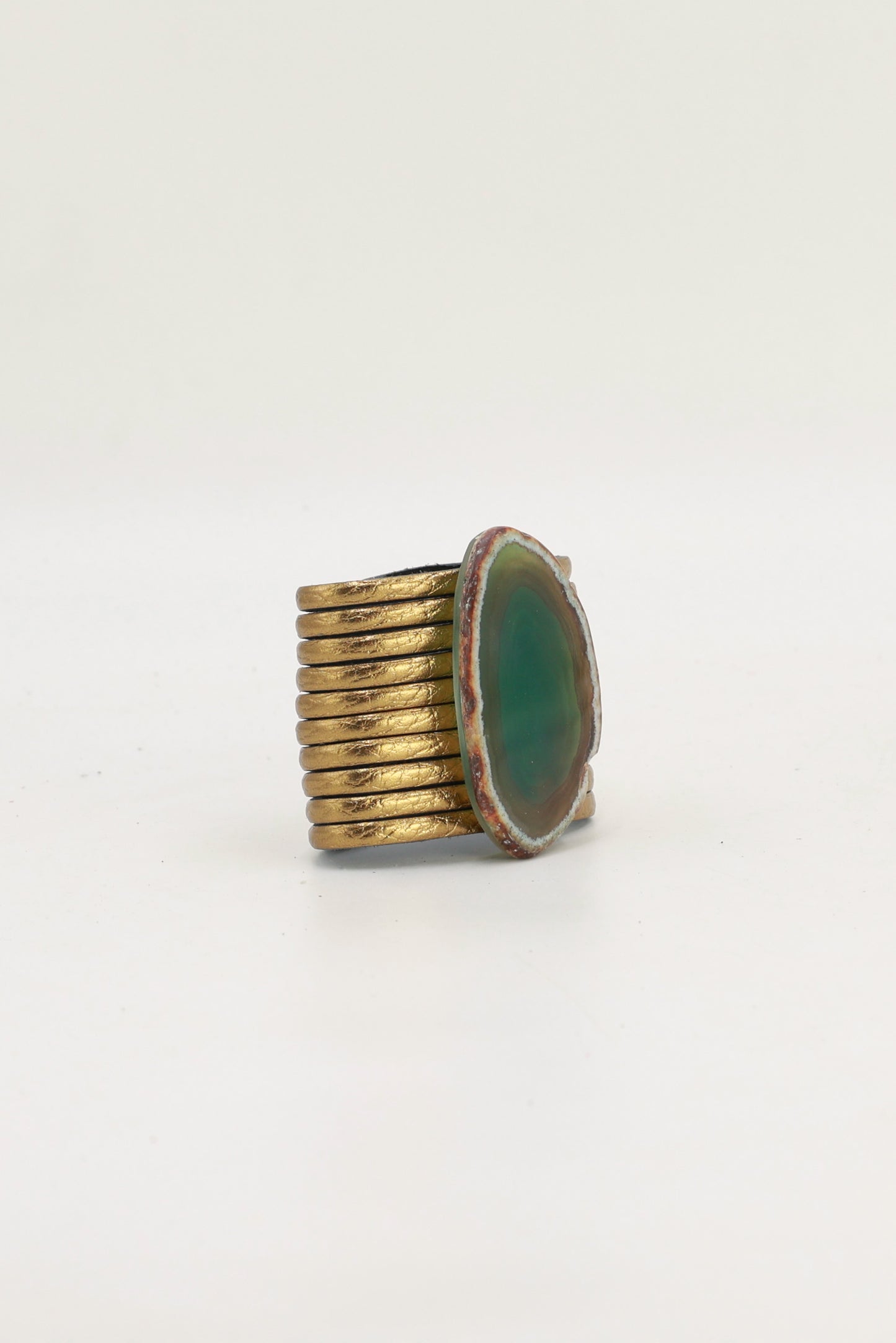 Pulsera Nía Dorada Ágata Verde
