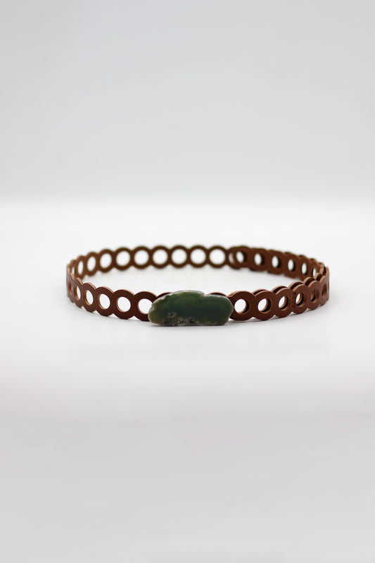 Small Camel Circle Belt with Green Agate