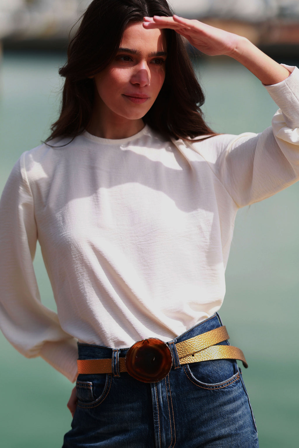 Black Agate Green jeans belt