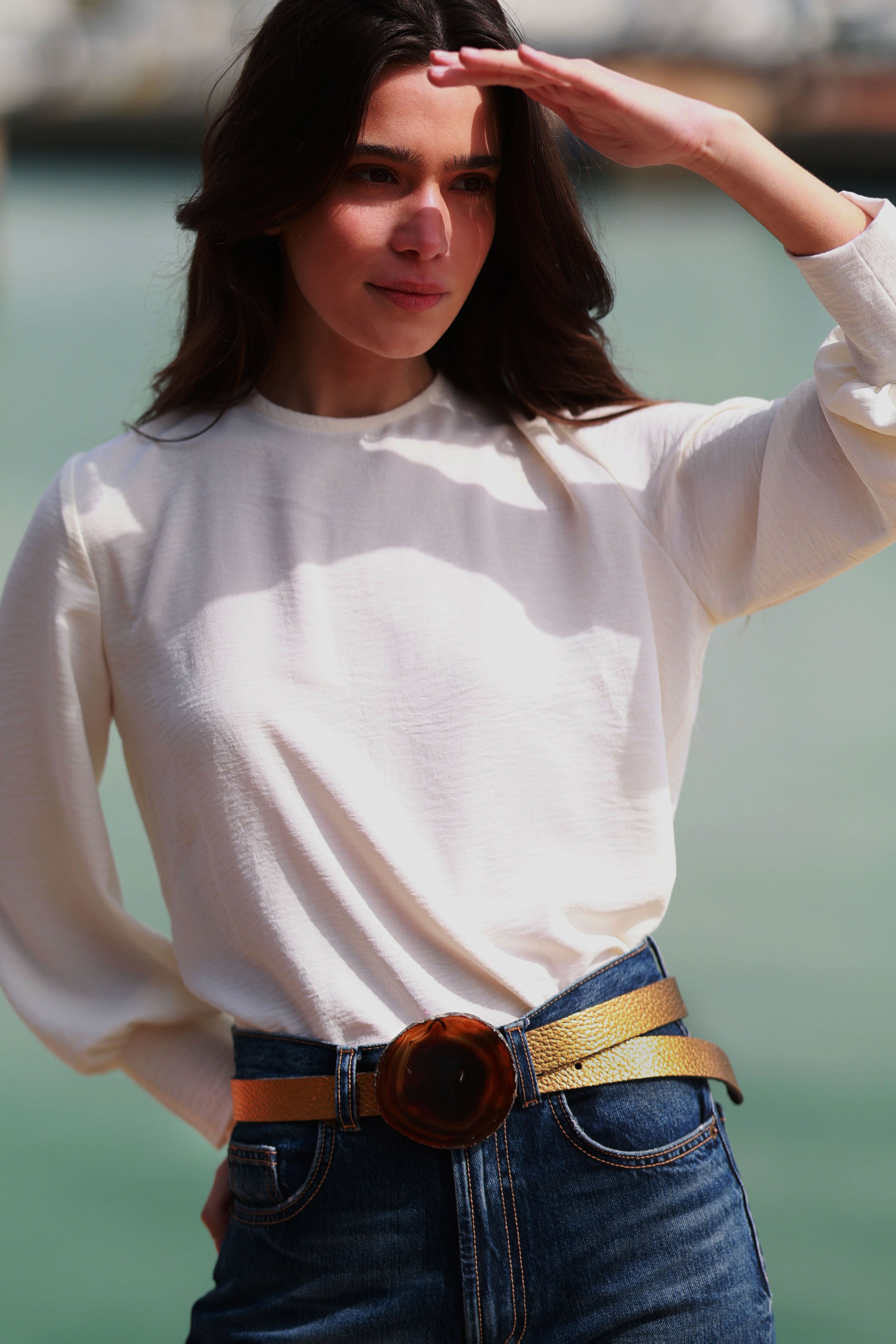 Cinturón Mezzo Dorado - Ágata Natural