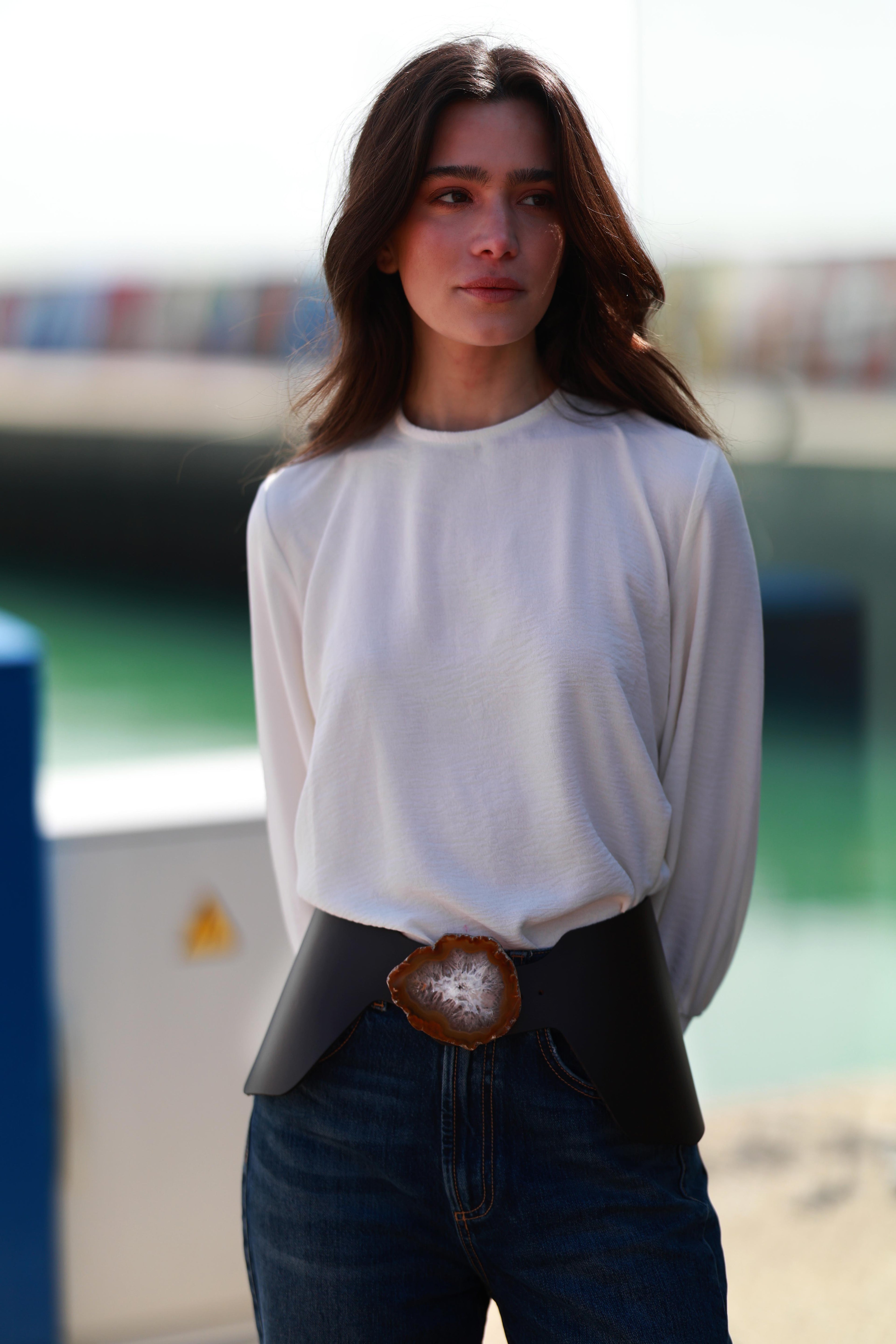 Natural Agate Brown Caleta Belt