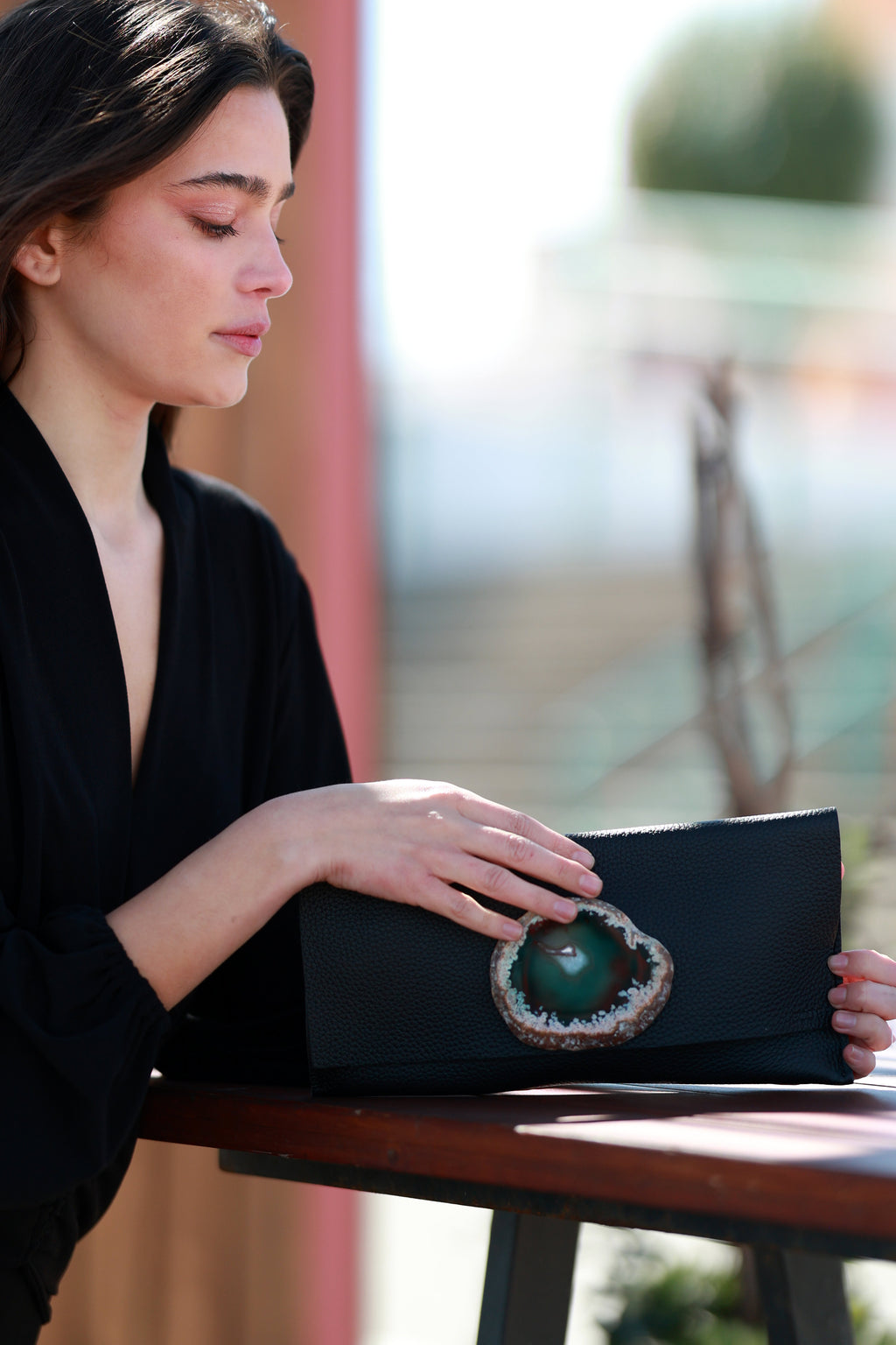 Cartera Maxi Negra Ágata Verde