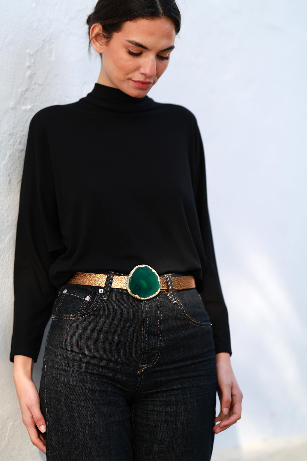 Cinturón Mezzo Dorado - Ágata Verde