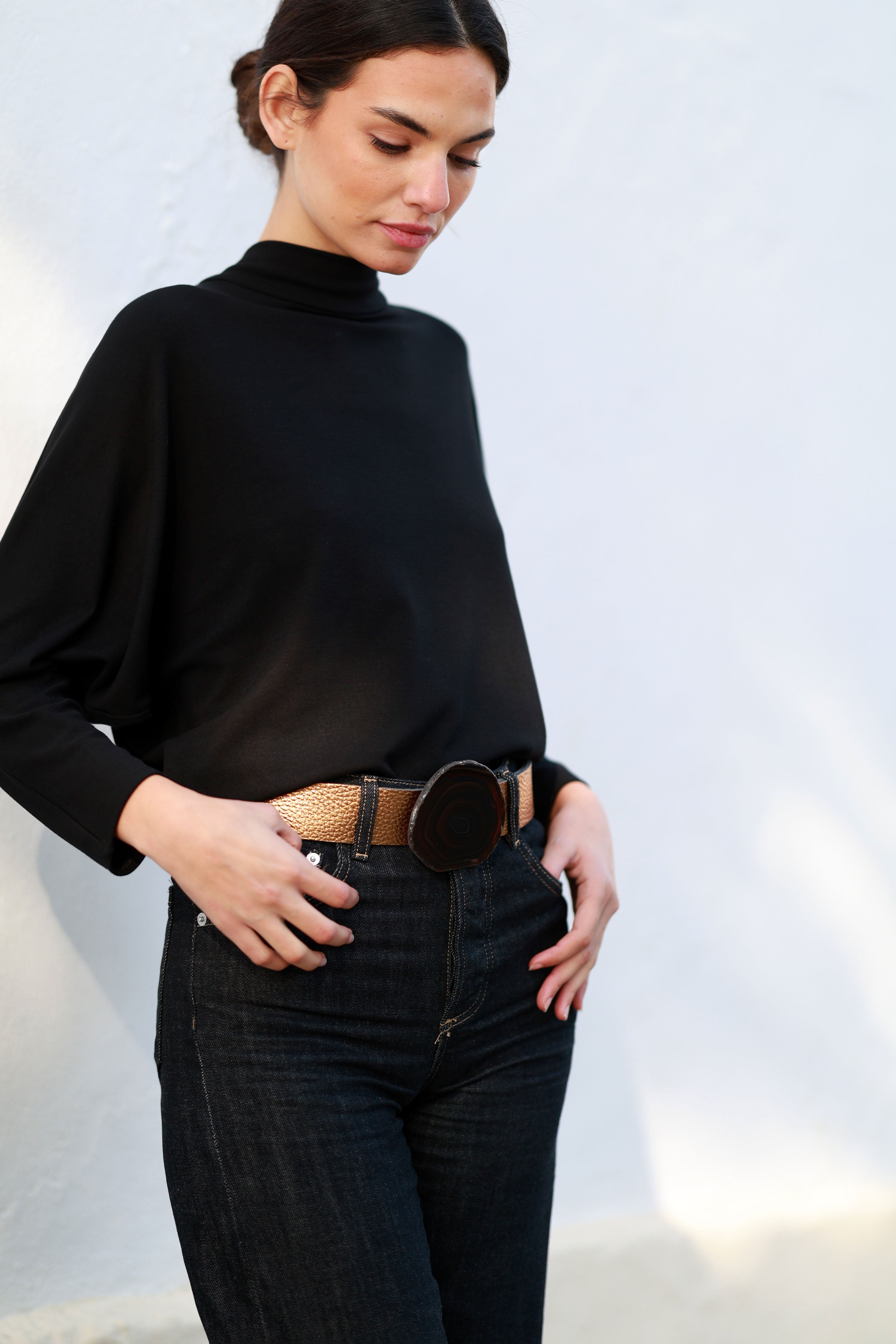 Cinturón Jeans Dorado - Ágata Natural