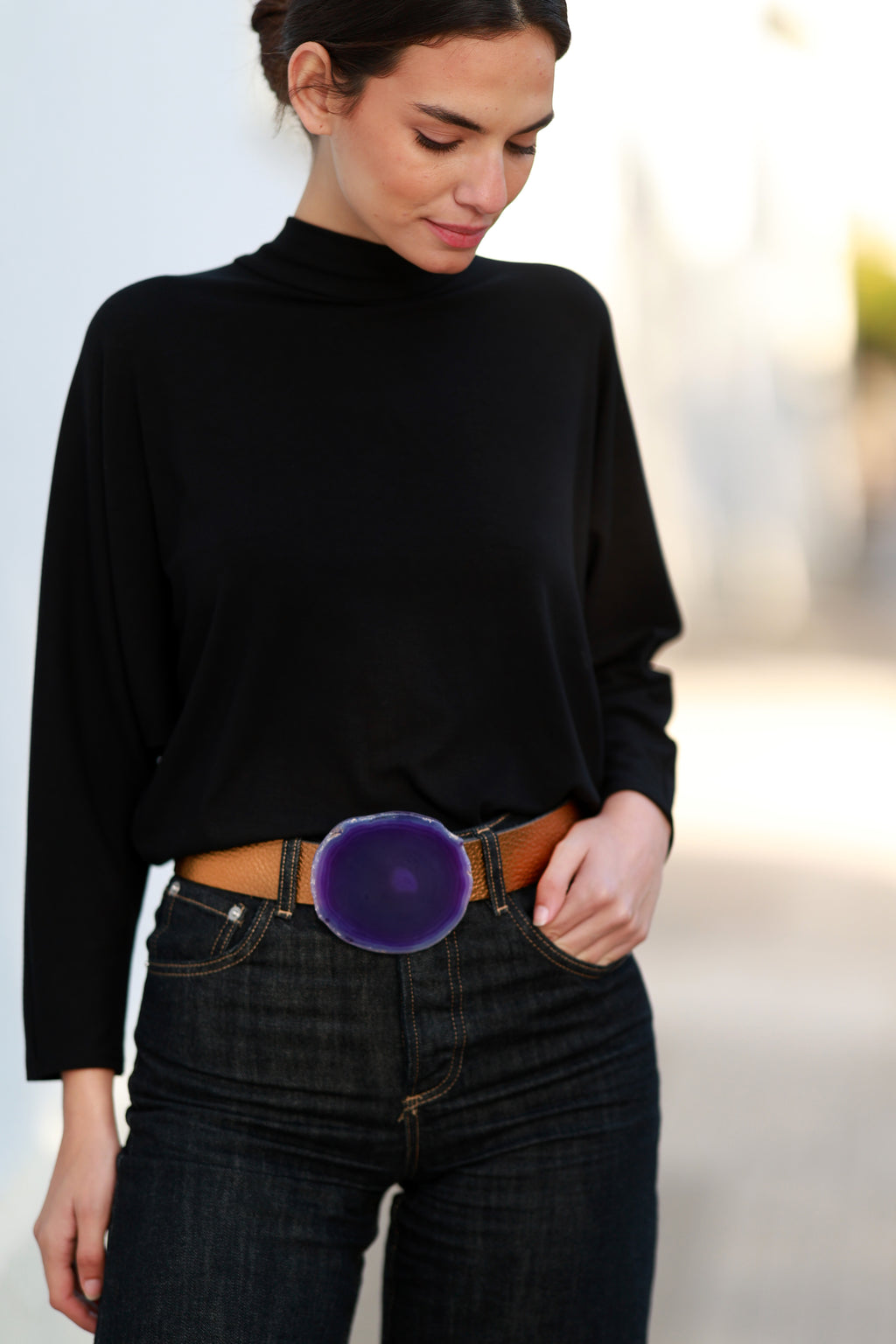 Cinturón Jeans Dorado - Ágata Morada