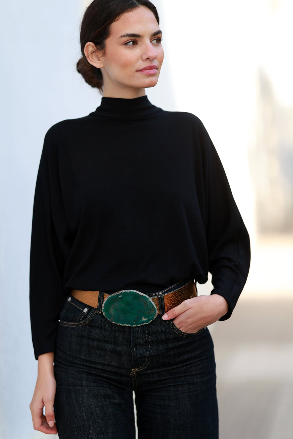 Black Agate Green jeans belt