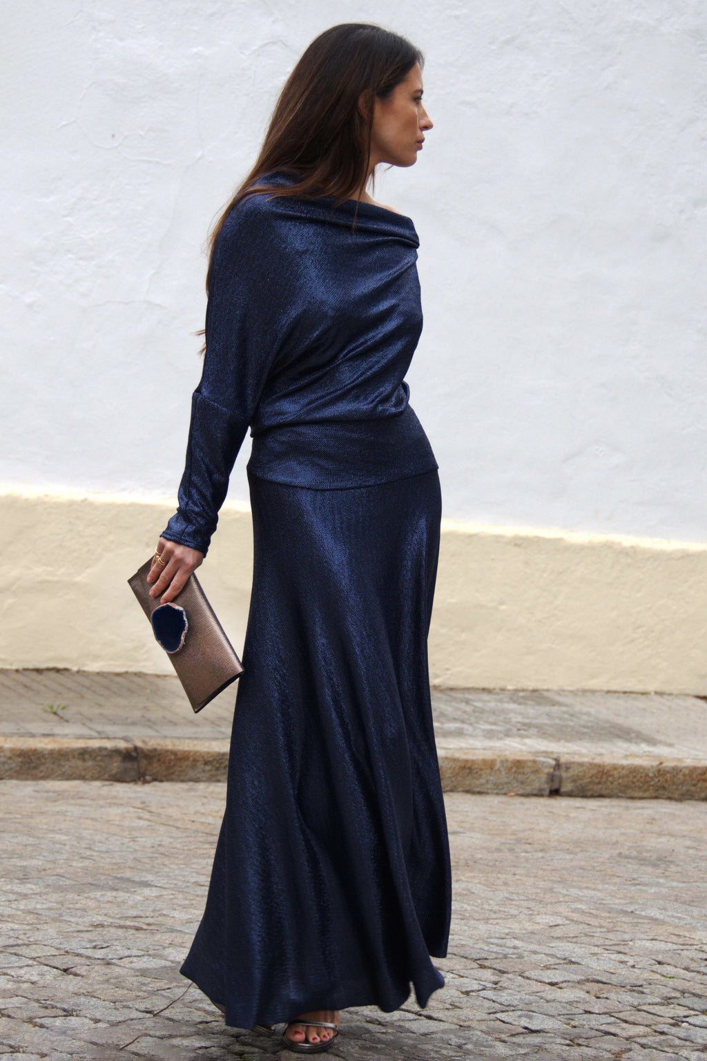 Cartera Mini Premium Grabado Plomo Ágata Azul