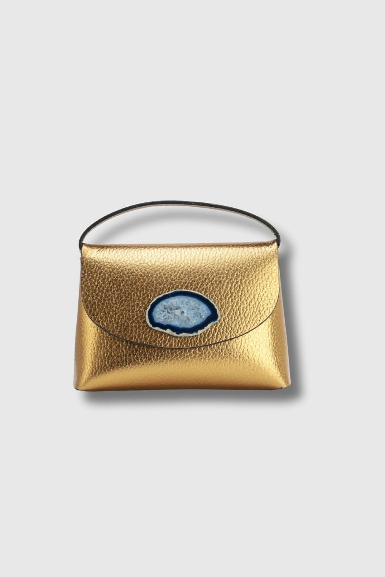 Bolso Ori Grabado Dorado Ágata Azul