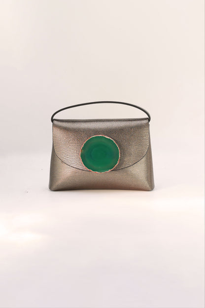 Bolso Ori Grabado Plomo Ágata Verde