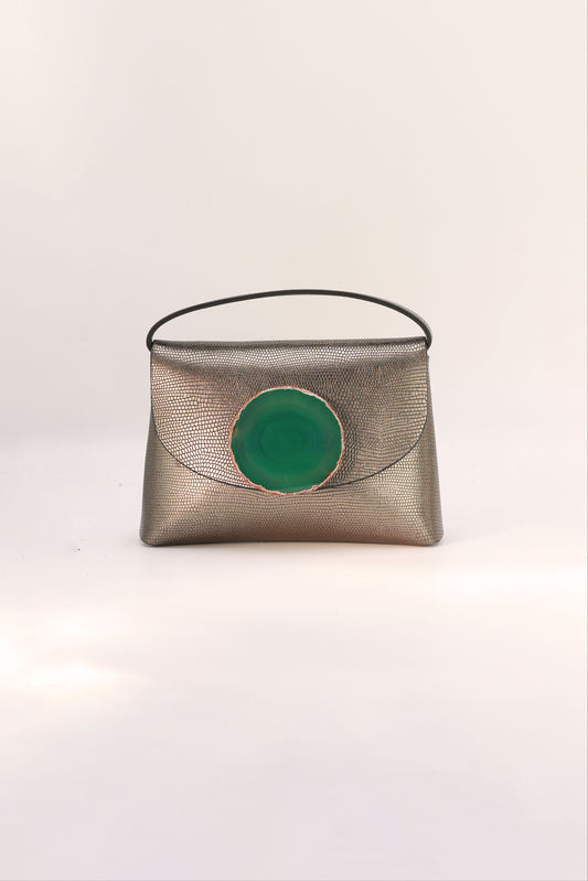 Bolso Ori Grabado Plomo Ágata Verde