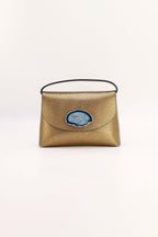 Bolso Ori Grabado Dorado Ágata Azul