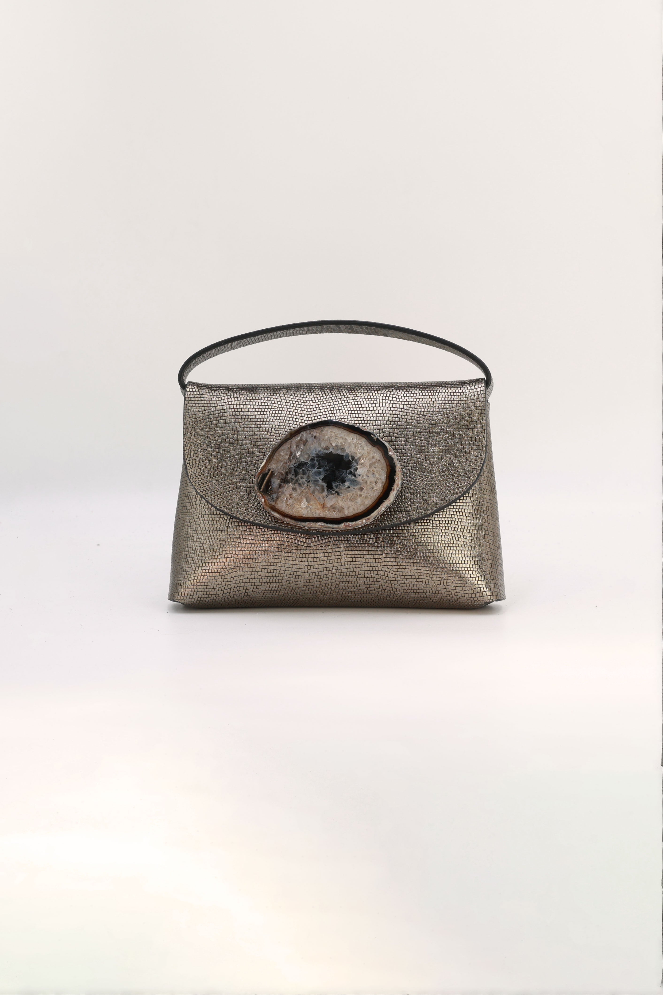 Bolso Ori Grabado Plomo Ágata Natural