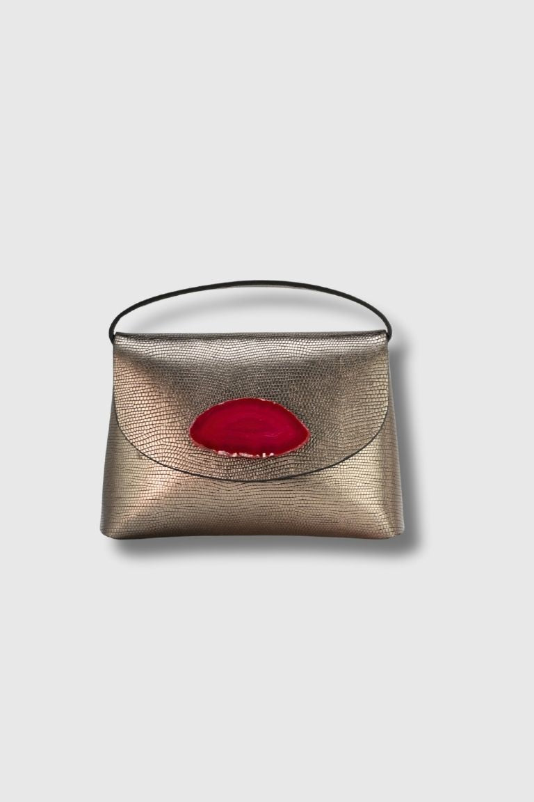 Bolso Ori Grabado Plomo Ágata Rosa