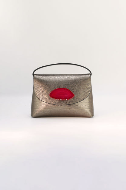 Bolso Ori Grabado Plomo Ágata Rosa