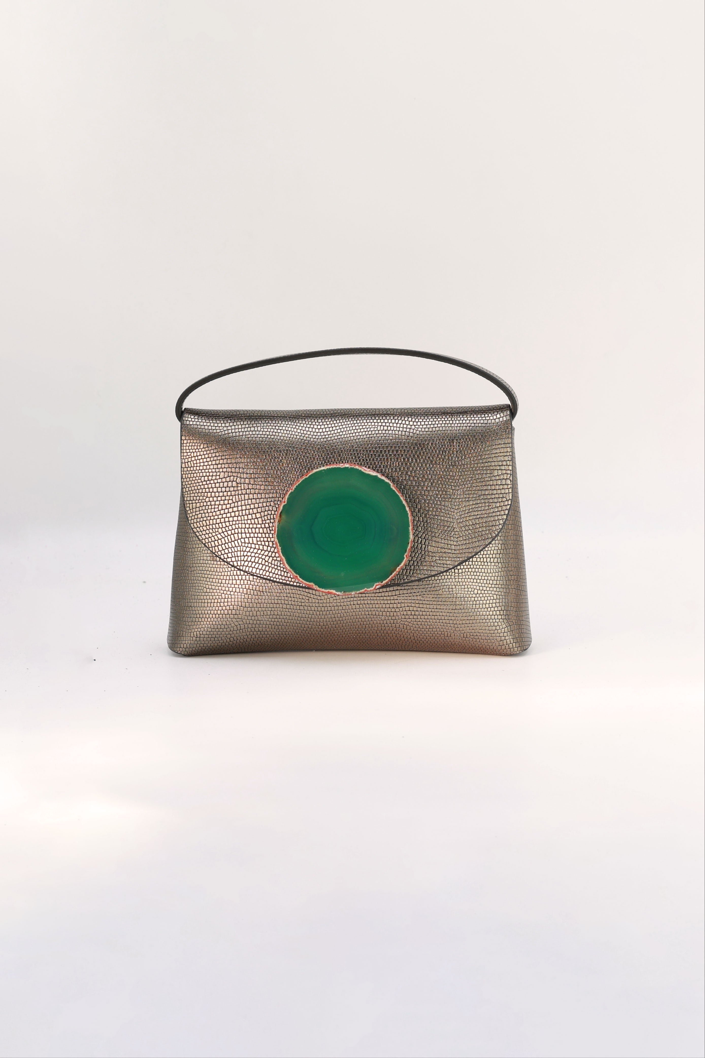 Bolso Ori Grabado Plomo Ágata Verde