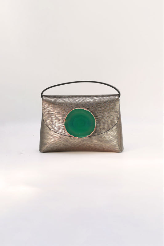 Bolso Ori Grabado Plomo Ágata Verde