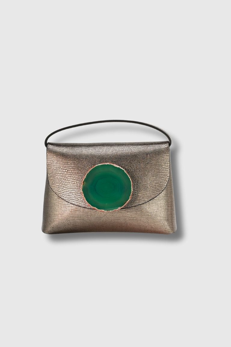 Bolso Ori Grabado Plomo Ágata Verde