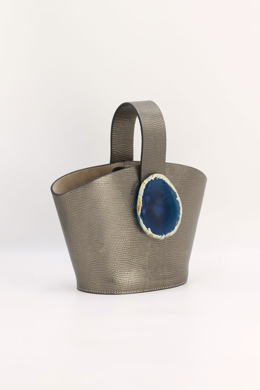 Bolso Zoe Grabado Plomo Ágata Azul