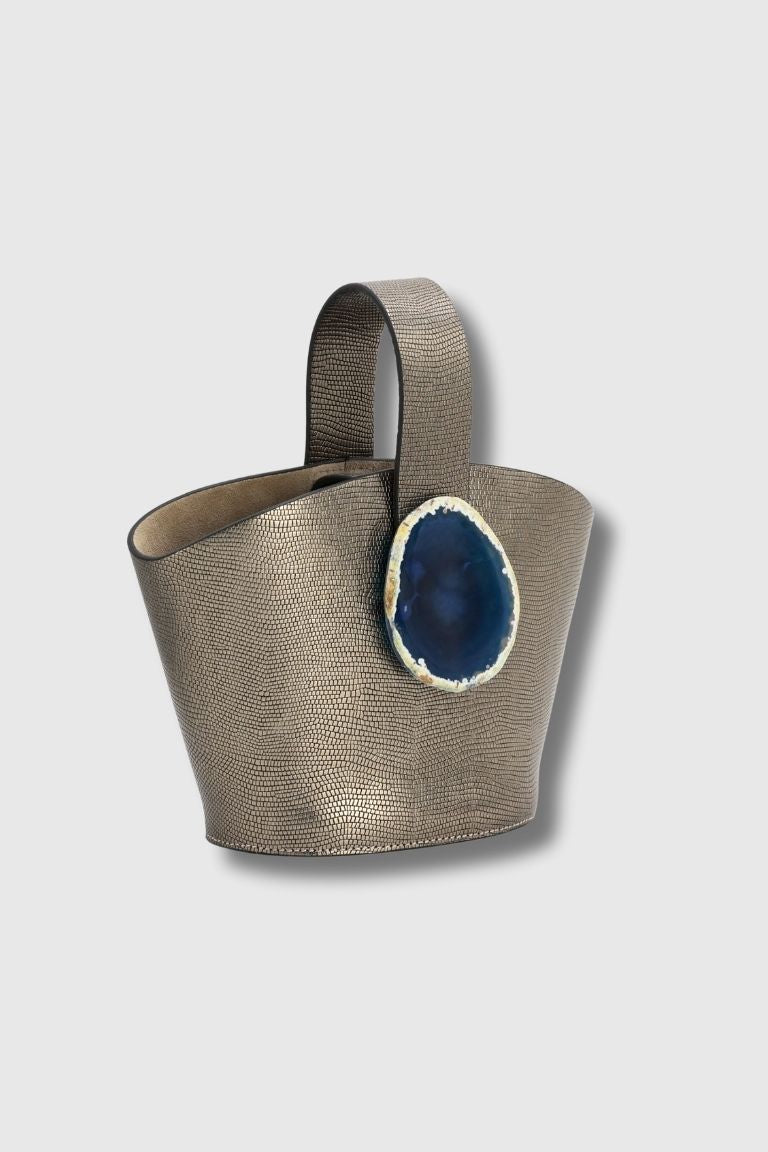 Bolso Zoe Grabado Plomo Ágata Azul
