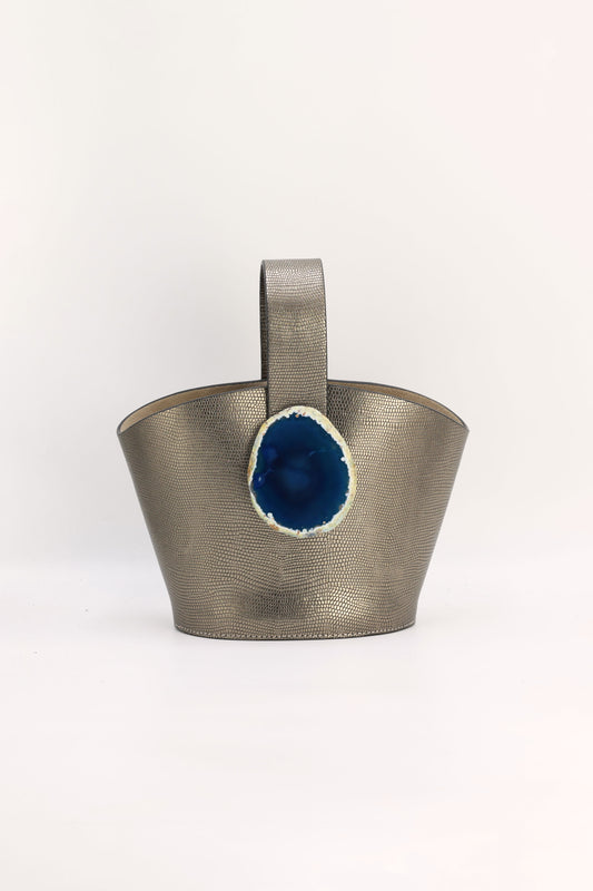Bolso Zoe Grabado Plomo Ágata Azul