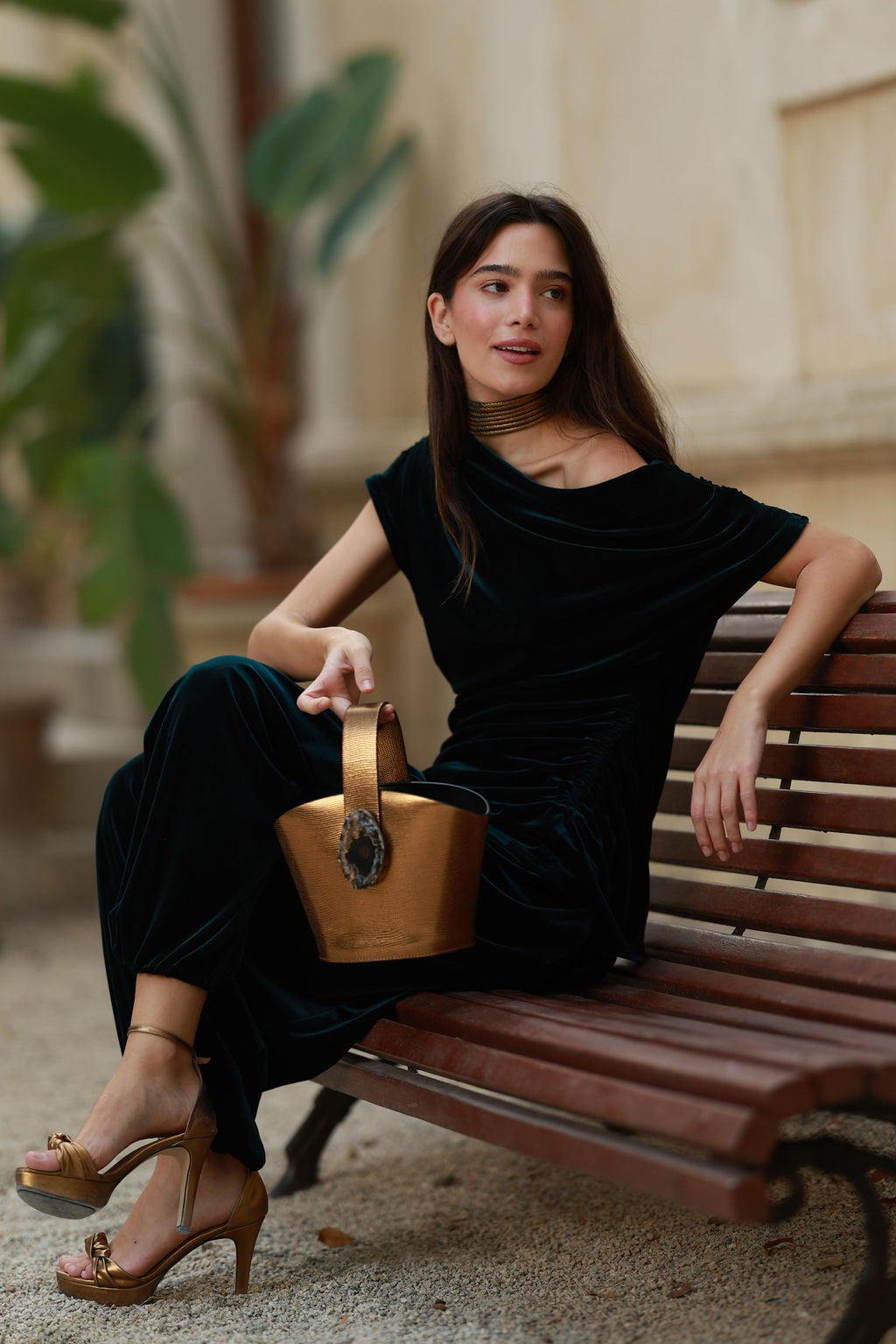 Bolso Zoe Grabado Dorado Ágata Natural