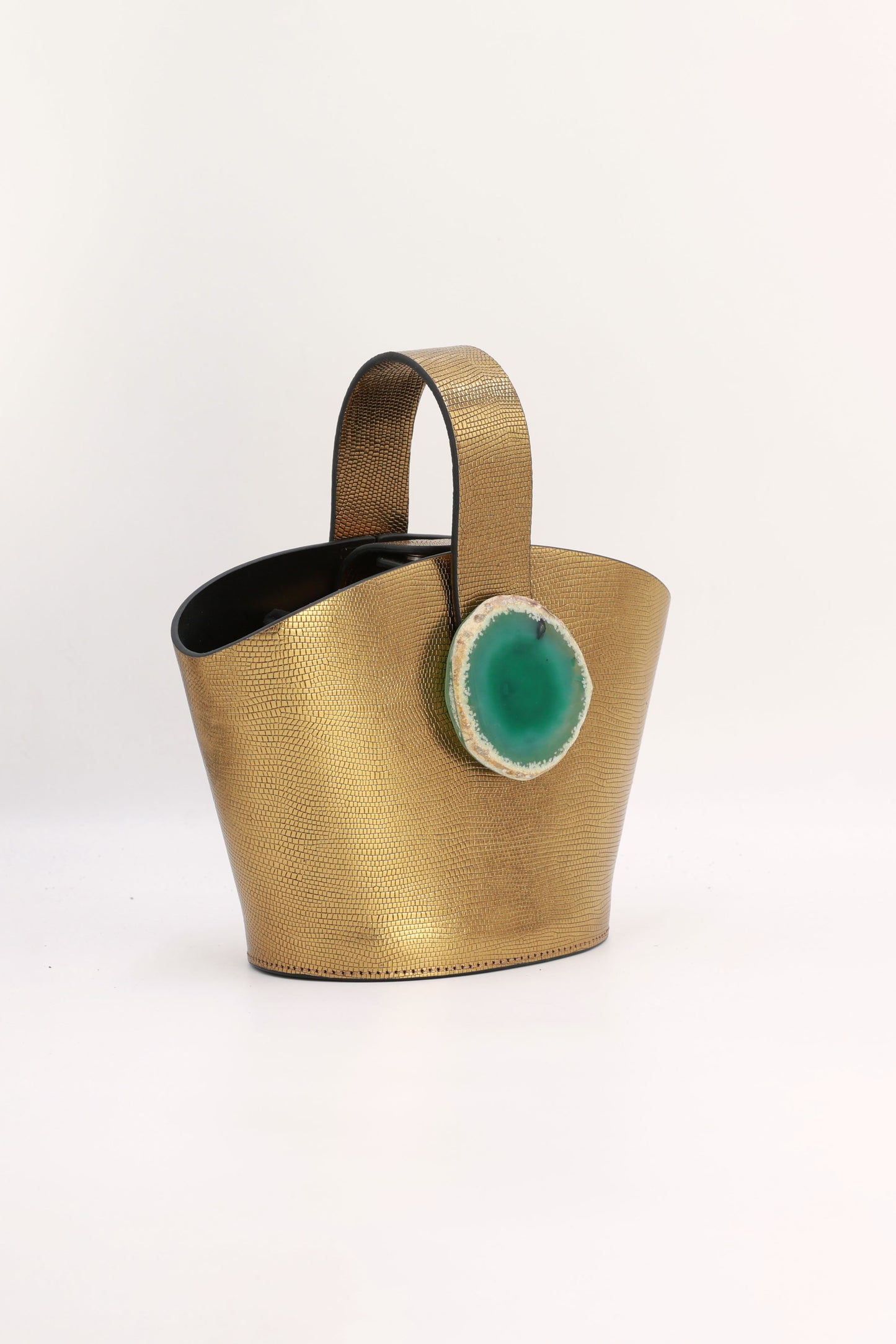 Bolso Zoe Grabado Dorado Ágata Verde