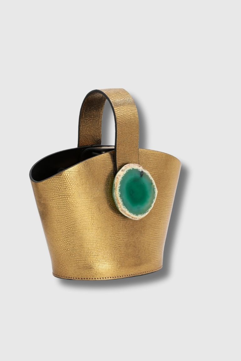 Bolso Zoe Grabado Dorado Ágata Verde