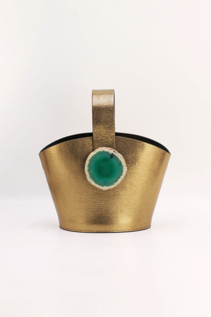 Bolso Zoe Grabado Dorado Ágata Verde
