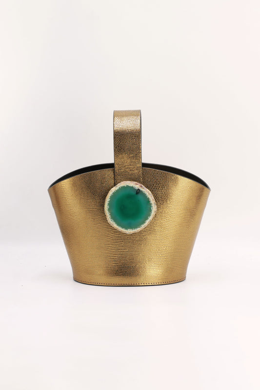 Bolso Zoe Grabado Dorado Ágata Verde