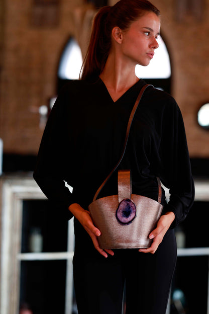Bolso Zoe Grabado Plomo Ágata Morada