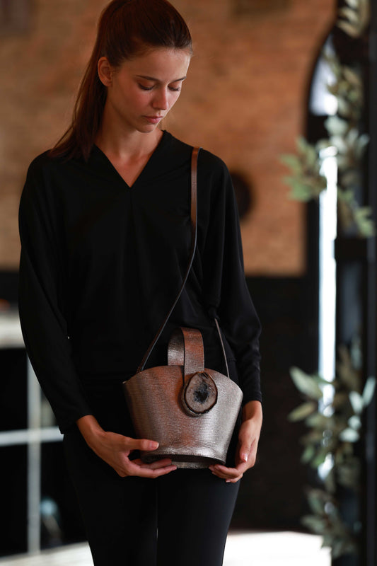 Bolso Zoe Grabado Plomo Ágata Natural