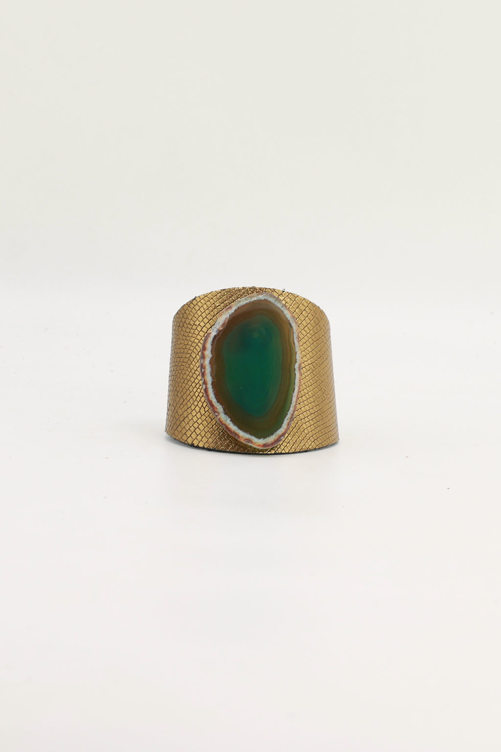 Brazalecue Grabado Dorado Ágata Verde