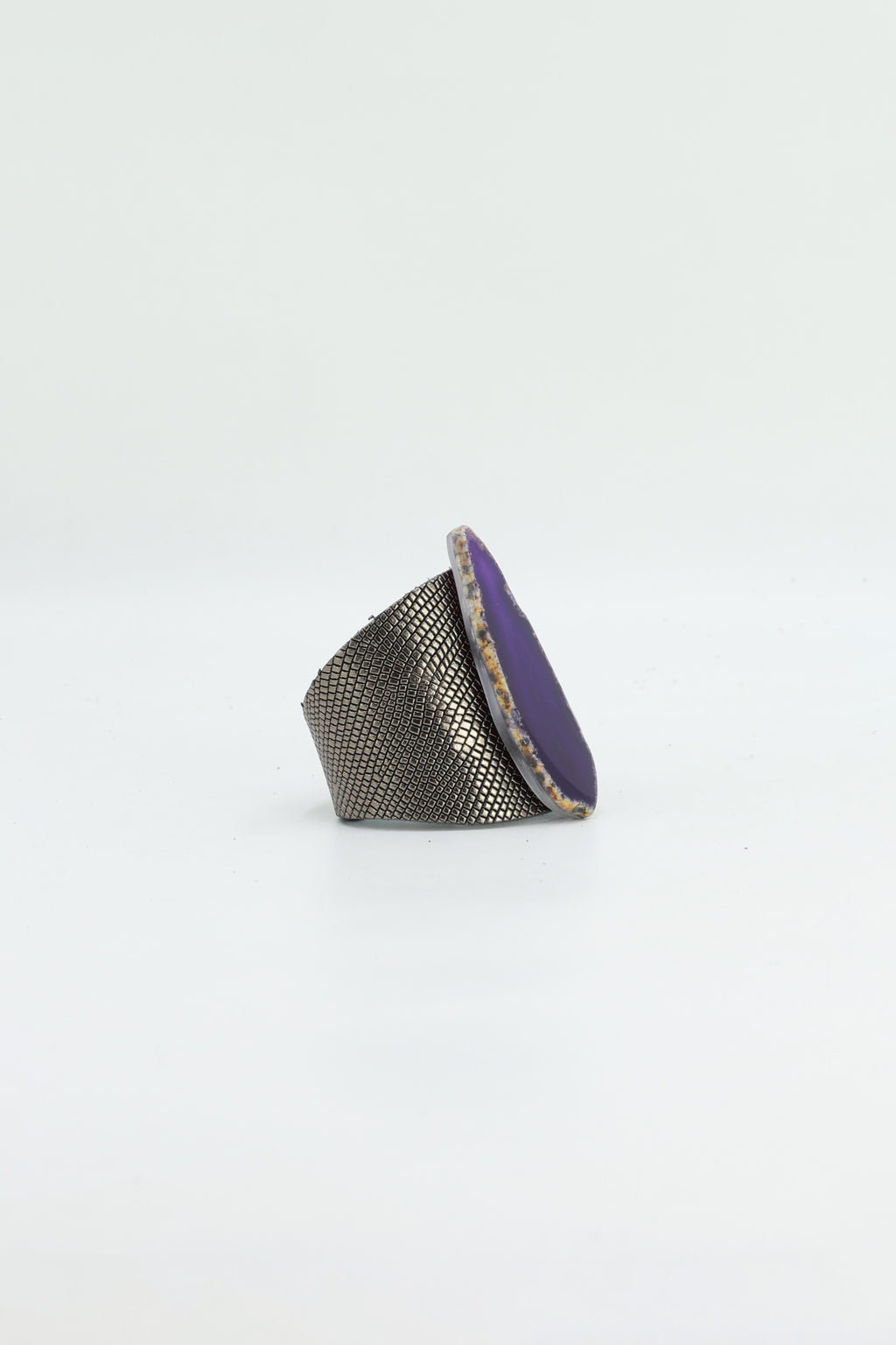 Brazalecue Grabado Plomo Ágata Morada