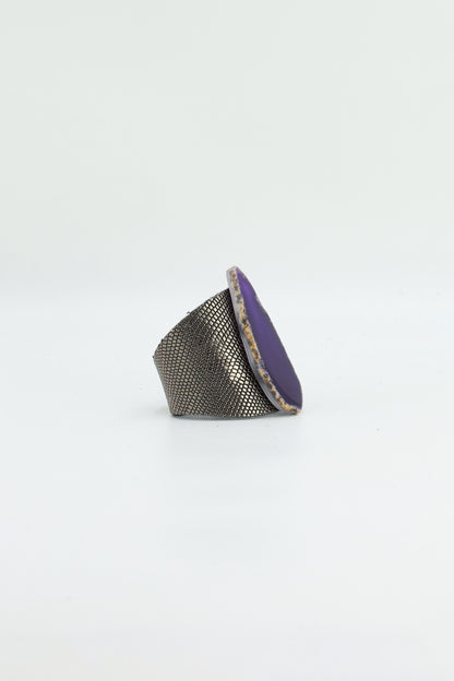 Brazalecue Grabado Plomo Ágata Morado