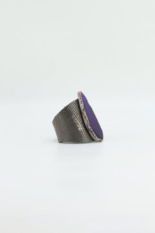 Brazalecue Grabado Plomo Ágata Morada