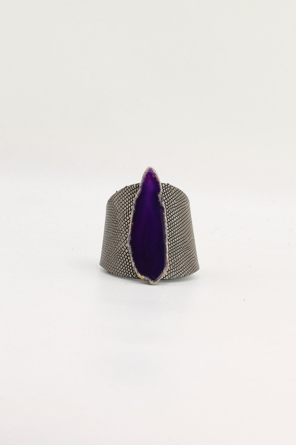 Brazalecue Grabado Plomo Ágata Morada