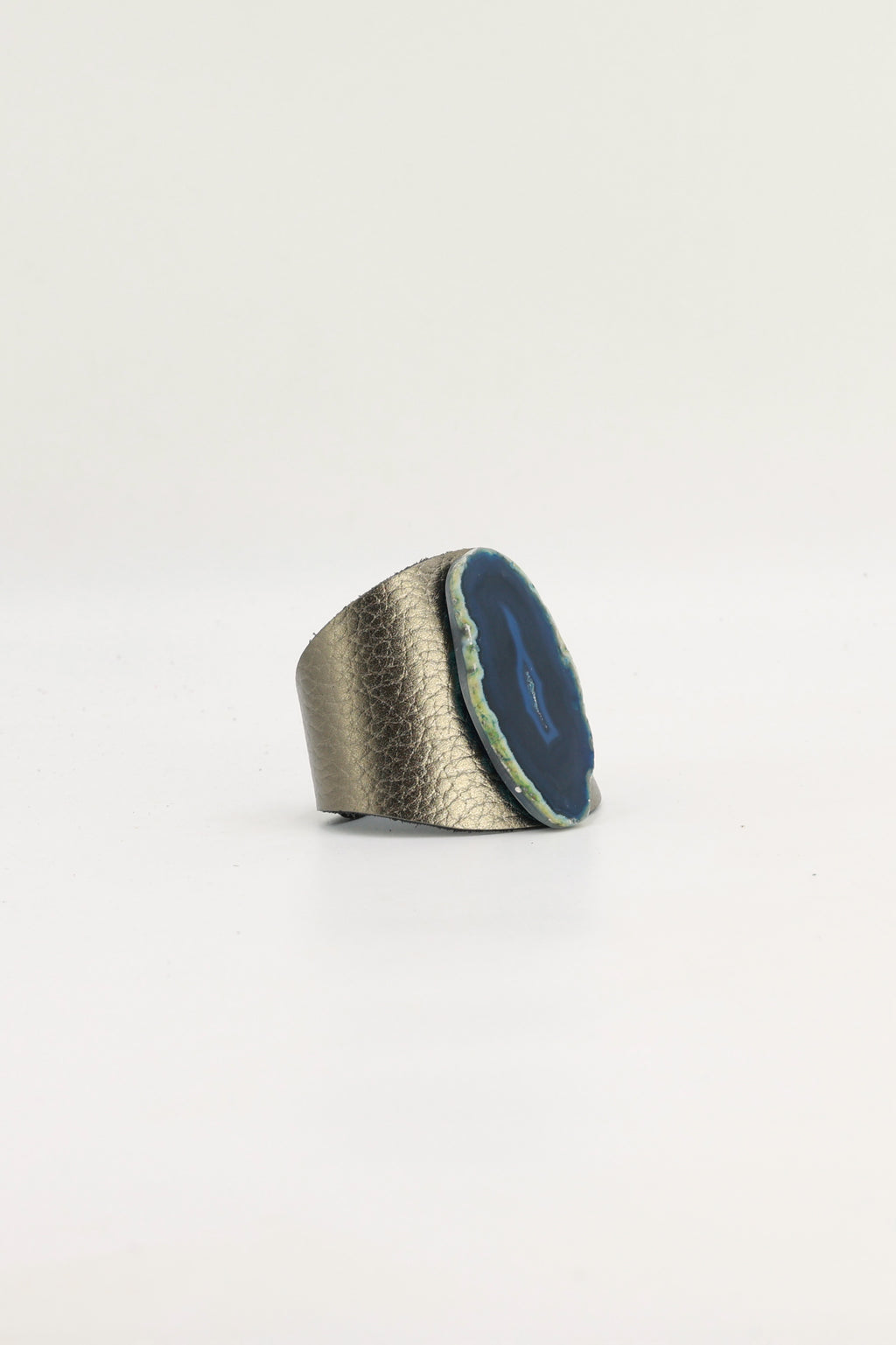 Brazalecue Grabado Plomo Ágata Azul