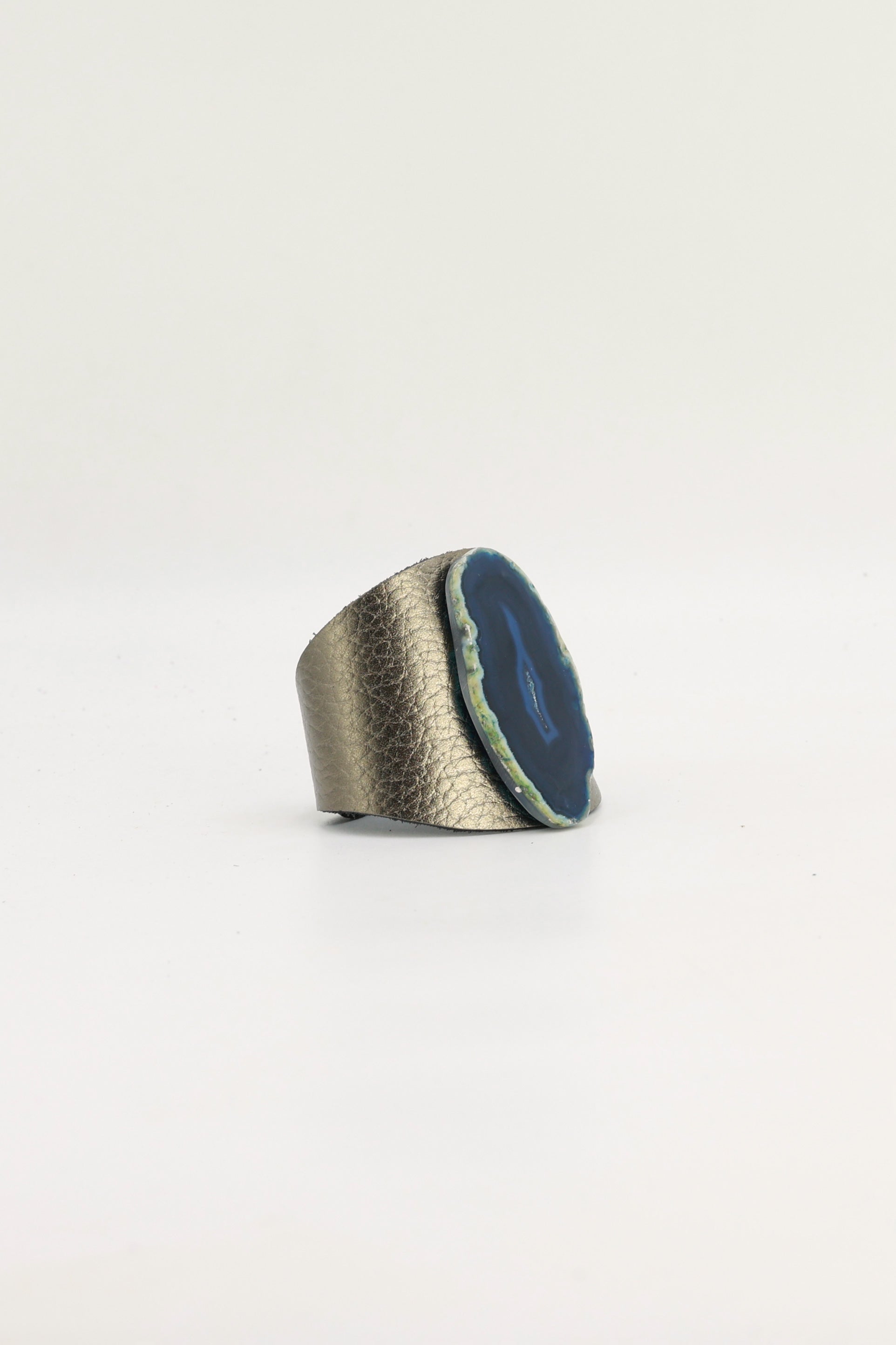 Brazalecue Grabado Plomo Ágata Azul