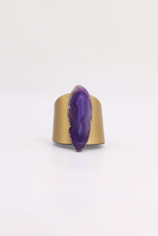 Brazalecue Dorado Ágata Morada