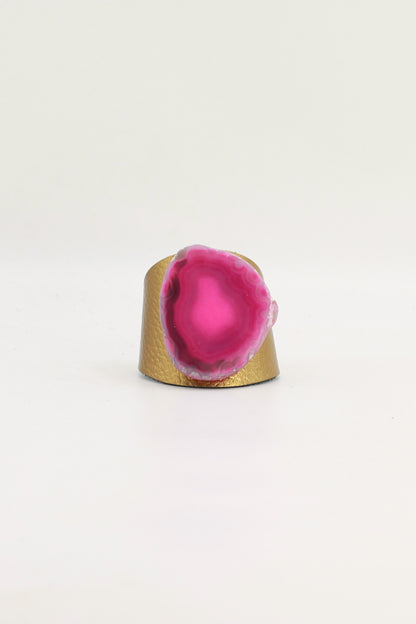 Brazalecue Dorado Ágata Rosa