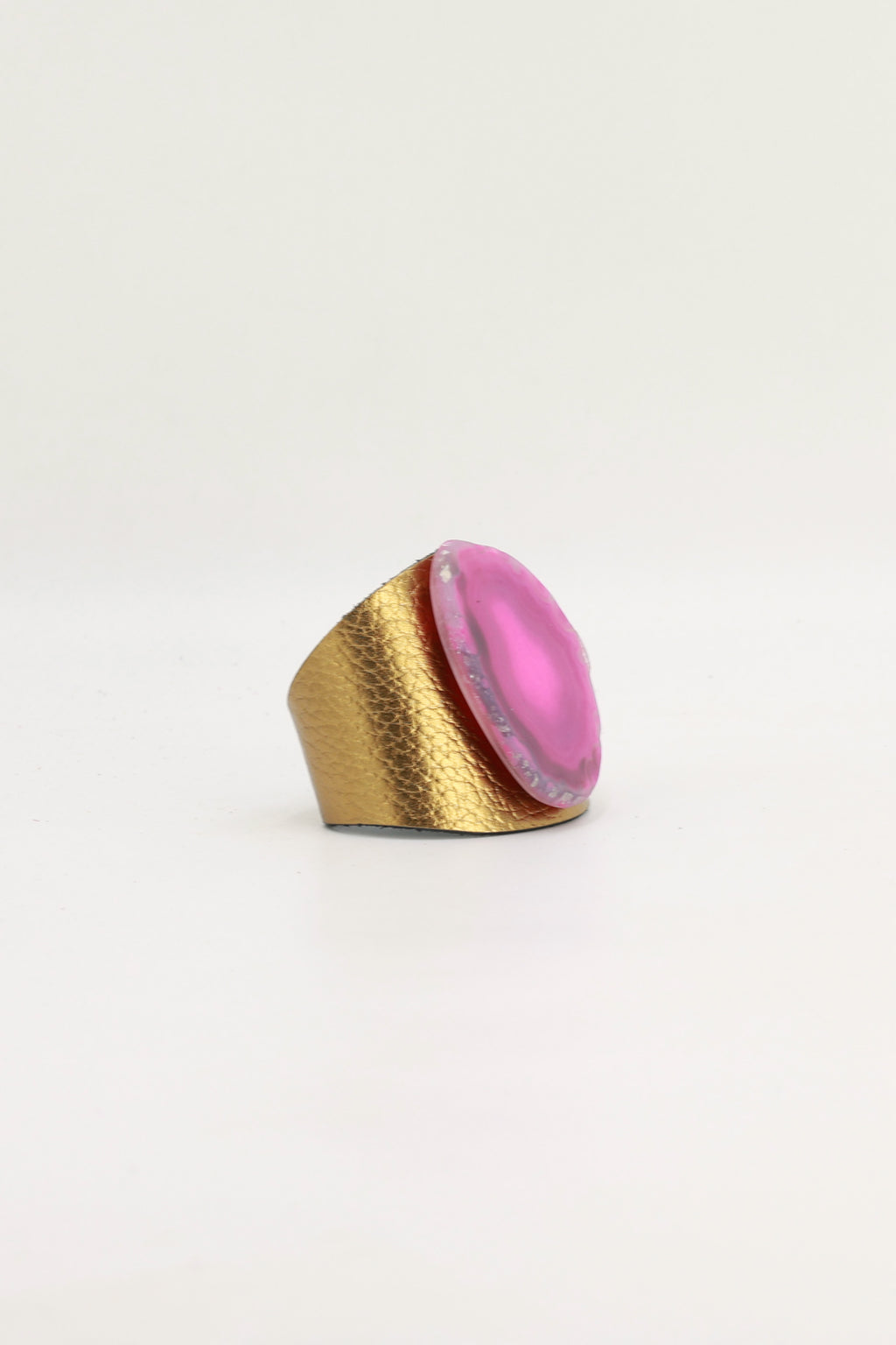 Brazalecue Dorado Ágata Rosa